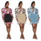 Women's Ruffled Floral Mesh Panel Hip Dress TS1208