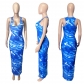 U-Neck Spring/Summer Ripple Print Dress Q22S8111