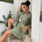 Women's Solid Color Long Sleeve Knit Sweater Top Pleated Skirt AliExpress Fashion Casual Knit Suit WH211005
