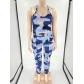 Large Size Print Fashion Sexy Sling V-Neck Pants Casual Two-piece Set XNS6872