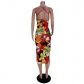 Nightclub Fashion Print Tie Irregular Slit Dress YF8072
