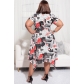 Fashion Plus Size Women Print Irregular Slim Fit Pocket Dress CQ177
