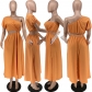 Slit Solid Color Shoulder Pocket Dress HY5261