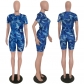 Fashion Casual Suit Camo Tie-Dye Print T-Shirt Shorts Two-Piece Set H1116