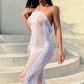 Fringe knitted hollow backless beach holiday dress fashion sexy see-through long skirt women YJ22097