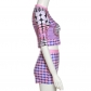 Summer round neck fashion plaid 3D printing tight-fitting hip-lifting shorts suit K22S15598