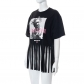 Digital Print Hip Hop Street Fringe Casual Short Sleeve T-Shirt K22TP235