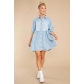Solid Color Mid Sleeve Ladies Waist Denim Dress AL672168799501