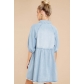 Solid Color Mid Sleeve Ladies Waist Denim Dress AL672168799501