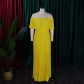summer solid color pleated long dress C8464