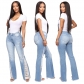 Women's Casual Pants Pack Hip Light Blue Large Size Shredded Denim Trousers JLX5518