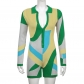 Women's Sexy Low Cut Polo Collar Colorblock Wool Knit Slim Waist Jumpsuit XWFP16457