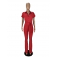 Women's Shirt Collar Breasted Wide Leg Jumpsuit Belted MN8513