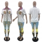 Digital Positioning Printing Shirt Short Sleeves and Pockets Fashion Casual Two-piece Set QC8027