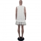 Loose mesh hem sleeveless maxi dress with lining C3093