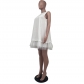 Loose mesh hem sleeveless maxi dress with lining C3093