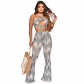 Holiday Wrap Straight Pants Thread Print Two-Piece Set Q22S8129