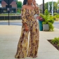 Sexy long-sleeved short-style jacket printed wide-leg Pants two-piece suit ZL1764