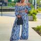 Sexy long-sleeved short-style jacket printed wide-leg Pants two-piece suit ZL1764