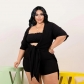 Plus size women's solid color tube top three-piece spring and summer dress PH13286