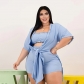 Plus size women's solid color tube top three-piece spring and summer dress PH13286
