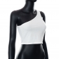 Solid Color One Shoulder Sleeveless Cropped Navel Casual Vest T-Shirt Top C22TP139