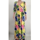 Women's Sexy V-Neck Beautifully Printed Plus Size Floor Length Dress YM-8616