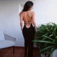 Women's fashion halter neck sexy backless slit bag hip slim dress K22D15505