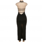 Women's fashion halter neck sexy backless slit bag hip slim dress K22D15505