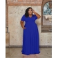 Plus Size Dress Casual Fashion Lapel Solid Color Plus Size Women's Clothing Q77439