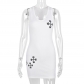 Dress Contrast Color Off-Shoulder Sleeveless Snowflake Glue Pack Hip Skirt 8750DD