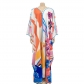 Fashion Painted V-Neck Long Sleeve Maxi Dress C5670