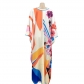 Fashion Painted V-Neck Long Sleeve Maxi Dress C5670
