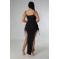 Sexy Women's Solid Color Crinkled Irregular Sling Dress H0200