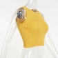 Wool knitted simple tight-fitting cropped navel all-match hot girl vest top women JY22148