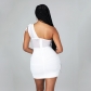 Women's sexy tight-fitting mesh see-through slanted shoulder dress short skirt women OS6674