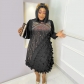 Round neck long sleeves hot drill plus size lace dress CY100030