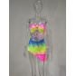 Sexy Nightclub Skinny Cutout Irregular Tube Top Colorful Sequin Dress M7522