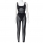 Sleeveless Bodysuit Skinny Cutout Mesh Trouser Set K22ST301