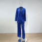 Fashion Suit Shirt Set Sequin Covered Pants Two Piece M7454