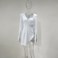 Plus Size Fashion Shoulder Pads Long Sleeves Tight Irregular Slit Dress Nightclub Dress M7508
