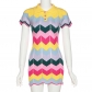 Fashion polo neck wavy short sleeve slim hip knitted dress W22D15713
