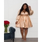 plus size women's solid color long sleeve dress CY9206