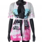 Fashion Printed Hip Hop Street Casual Fringe Lace-Up Short Sleeve T-Shirt K22TP191