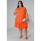 Plus Size Women's Casual Fashion Dress Solid Color 3 Colors SC4155