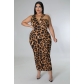 Fashion Casual Print Leopard Print Side Hanging Dress SC4163