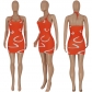 Women's Sexy Halter Skinny Pit Strip Print Dress FE241