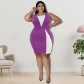 Plus Size Women's Contrast Color Hot Diamond Tank Top Dress DM218153
