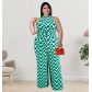 Plus Size Women's Sexy Spring Print Collar Jumpsuit DM218155