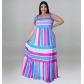 Plus Size Women's Stripe Shoulder Strap Dress DM218156